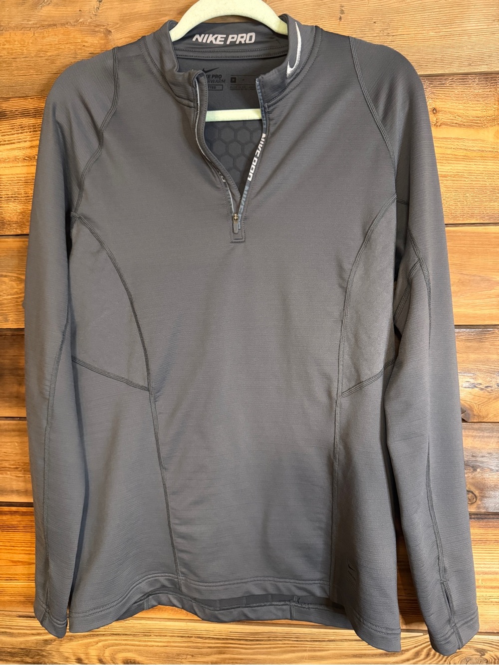 Nike Pro Men’s Gray Half-Zip Training Top Hyper Warm | Size Medium